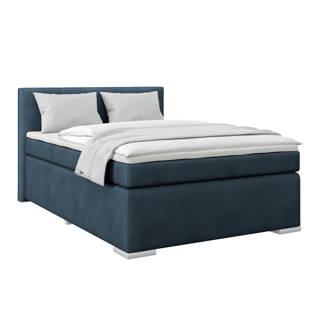 Boxspringbett Mira Boucle Dunkelblau,lf:140x200cm