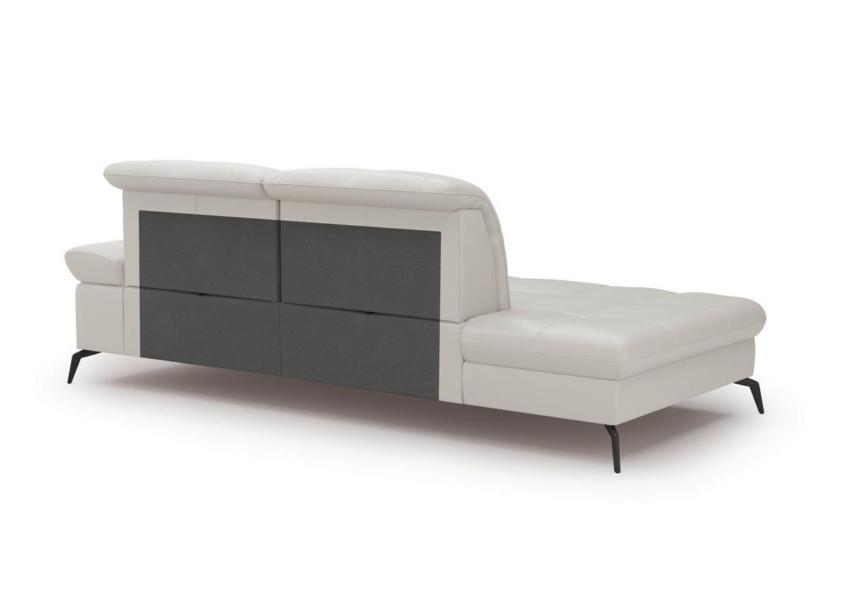 RÉCAMIERE Weiß Kombination Echtleder/Stoff Vliesstoff  - Schwarz/Weiß, KONVENTIONELL, Leder/Textil (231/90/122cm) - Sit & More
