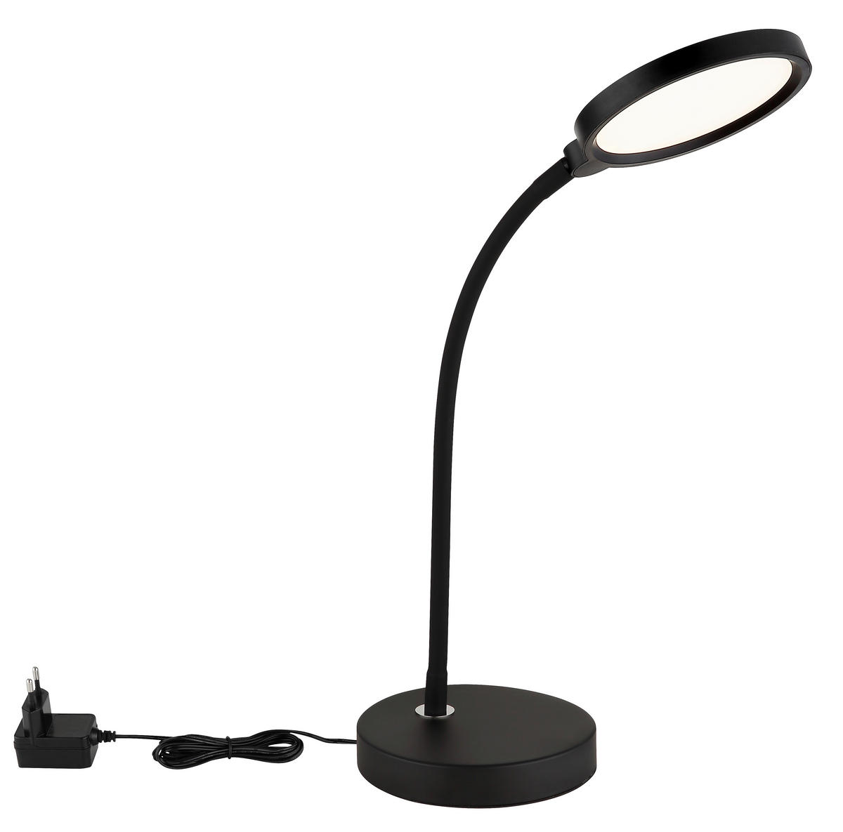 LED-TISCHLEUCHTE Kalderon 43/15/28 cm  - Opal/Schwarz, Design, Kunststoff/Metall (43/15/28cm) - Globo