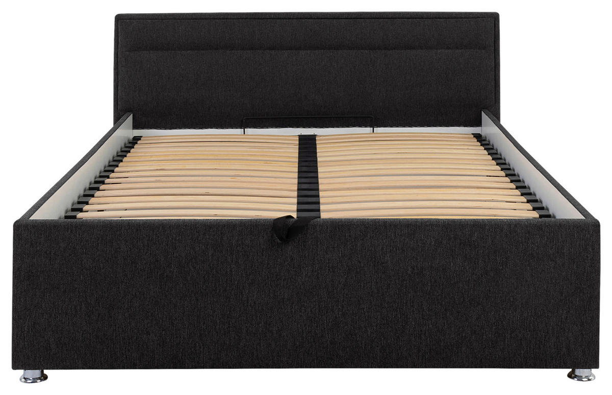 POLSTERBETT Matratze, Lattenrost, Bettkasten Anthrazit 140/200 cm  - Anthrazit, MODERN, Holz/Kunststoff (140/200cm) - MID.YOU