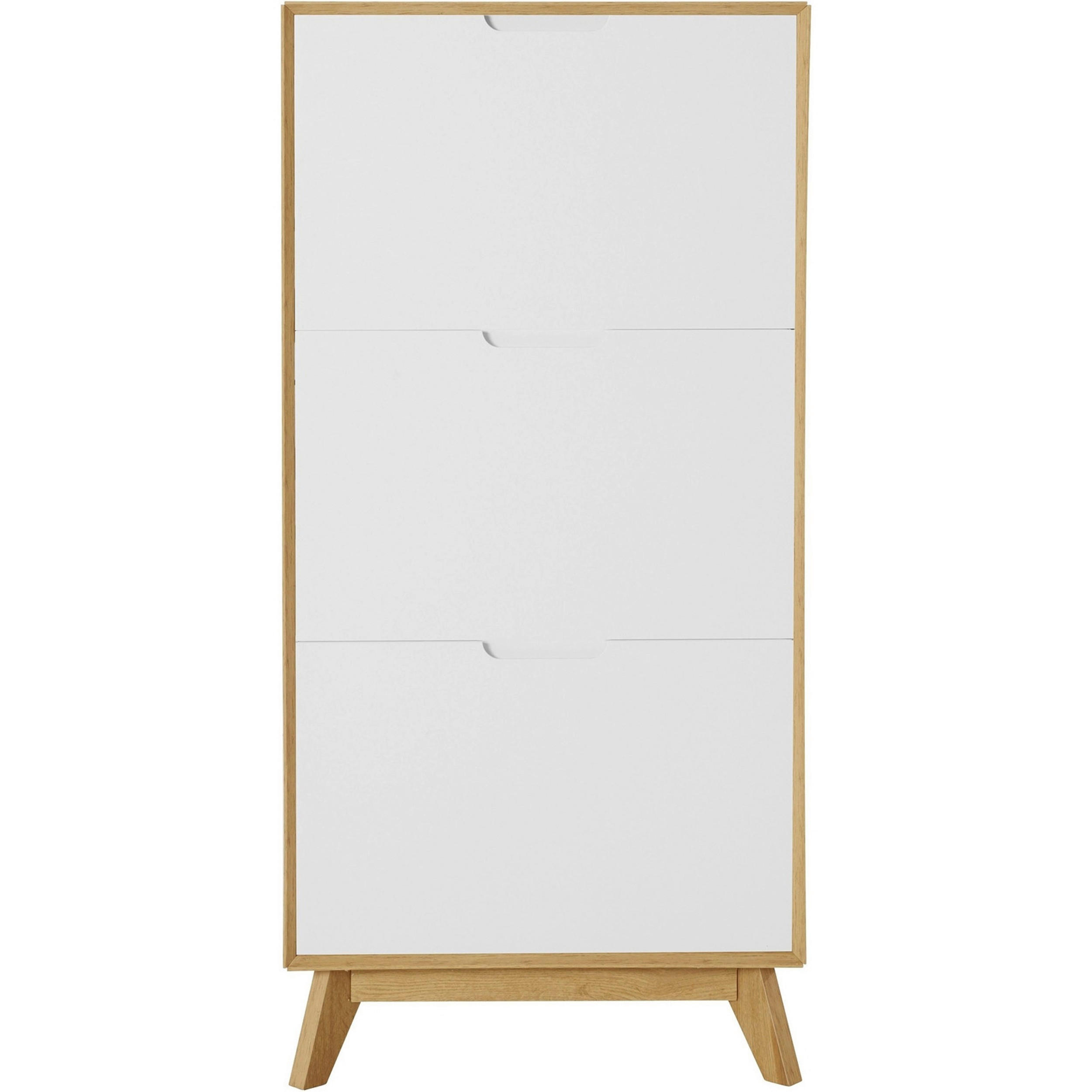 SCHUHSCHRANK Weiß, Eiche Wotan  - Eiche Wotan/Weiß, Design, Holzwerkstoff (60/125/24cm) - Livetastic