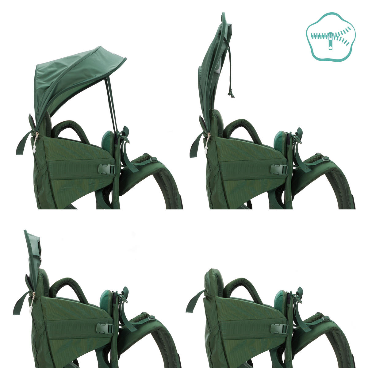 RÜCKENTRAGE Trekking  - Dunkelgrün/Silberfarben, Basics, Textil/Metall (30/90/73cm) - Fillikid