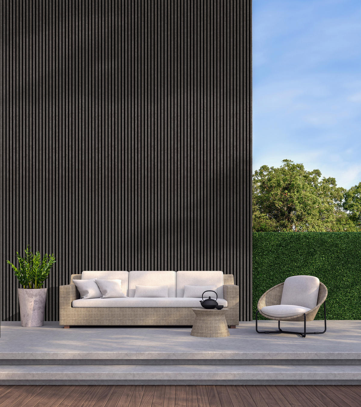 AKUSTIKPANEEL PVC Beton foliert 57.25/1.9/240 cm  - Grau, KONVENTIONELL, Holzwerkstoff/Textil (57.25/1.9/240cm)