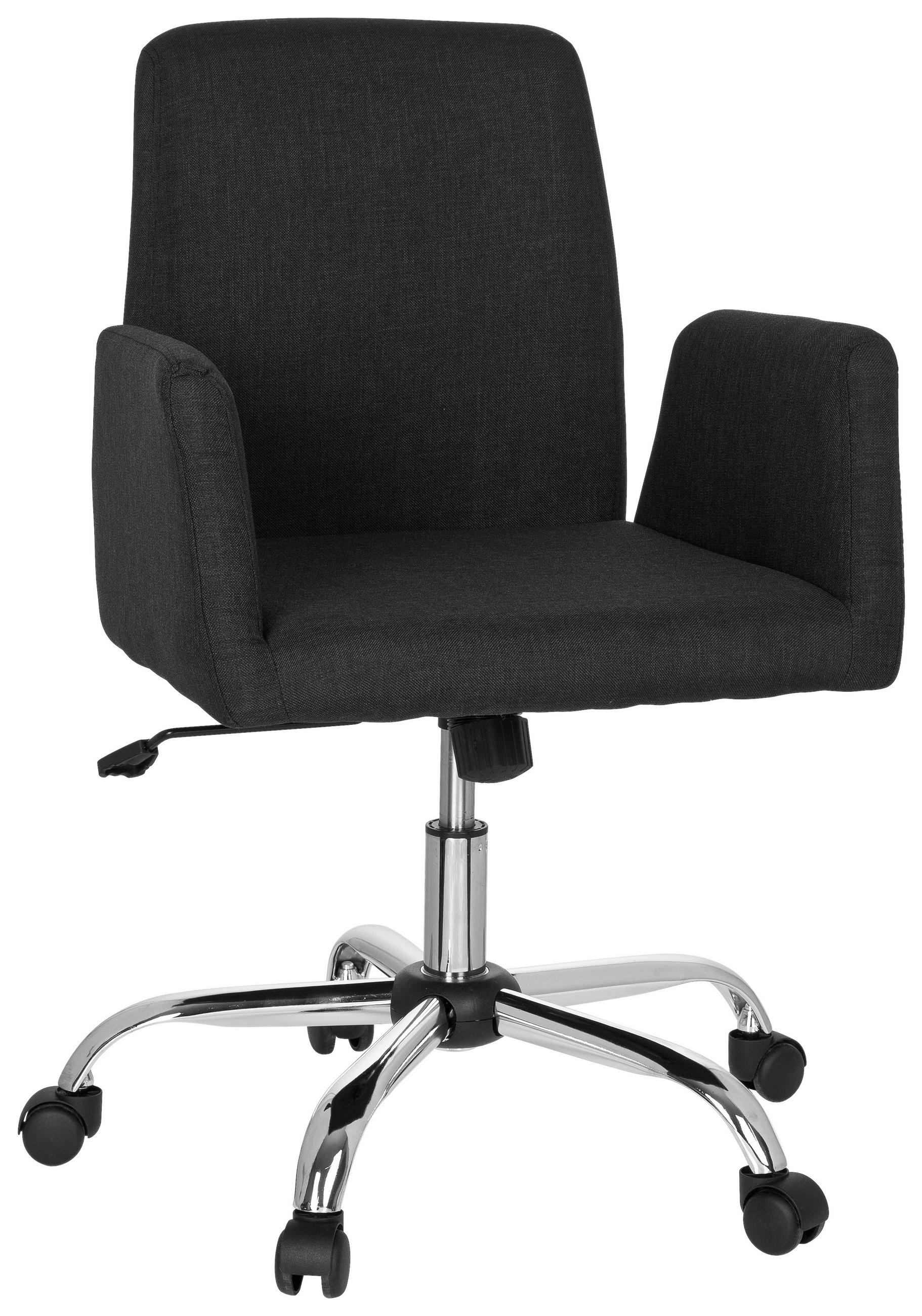 DREHSTUHL Flachgewebe Schwarz  - Chromfarben/Schwarz, MODERN, Kunststoff/Textil (54/95/44cm) - MID.YOU