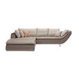 ECKSOFA Taupe, Beige Webstoff  - Taupe/Sandfarben, Design, Textil/Metall (220/300cm) - Hom`in