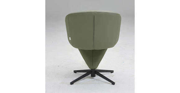 ARMLEHNSTUHL  in Eisen Echtleder pigmentiert  - Schwarz/Olivgrün, Design, Leder/Metall (62/82/62cm) - Moderano