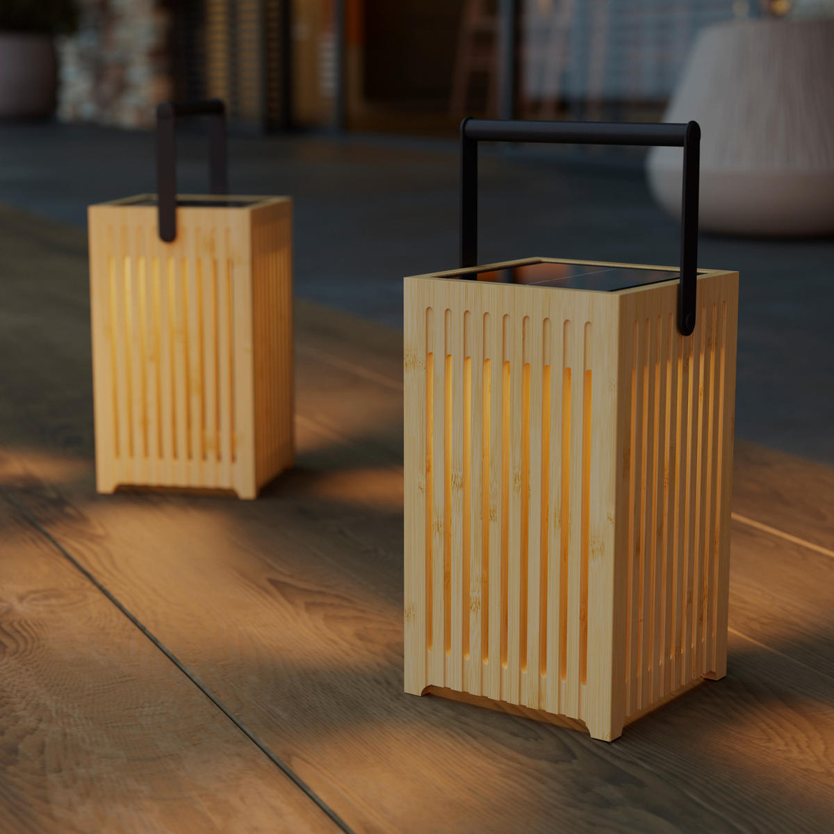 SOLÁRNE SVIETIDLO, 10/10/18 cm - čierna, Design, kov/drevo (10/10/18cm) - Ambia Garden