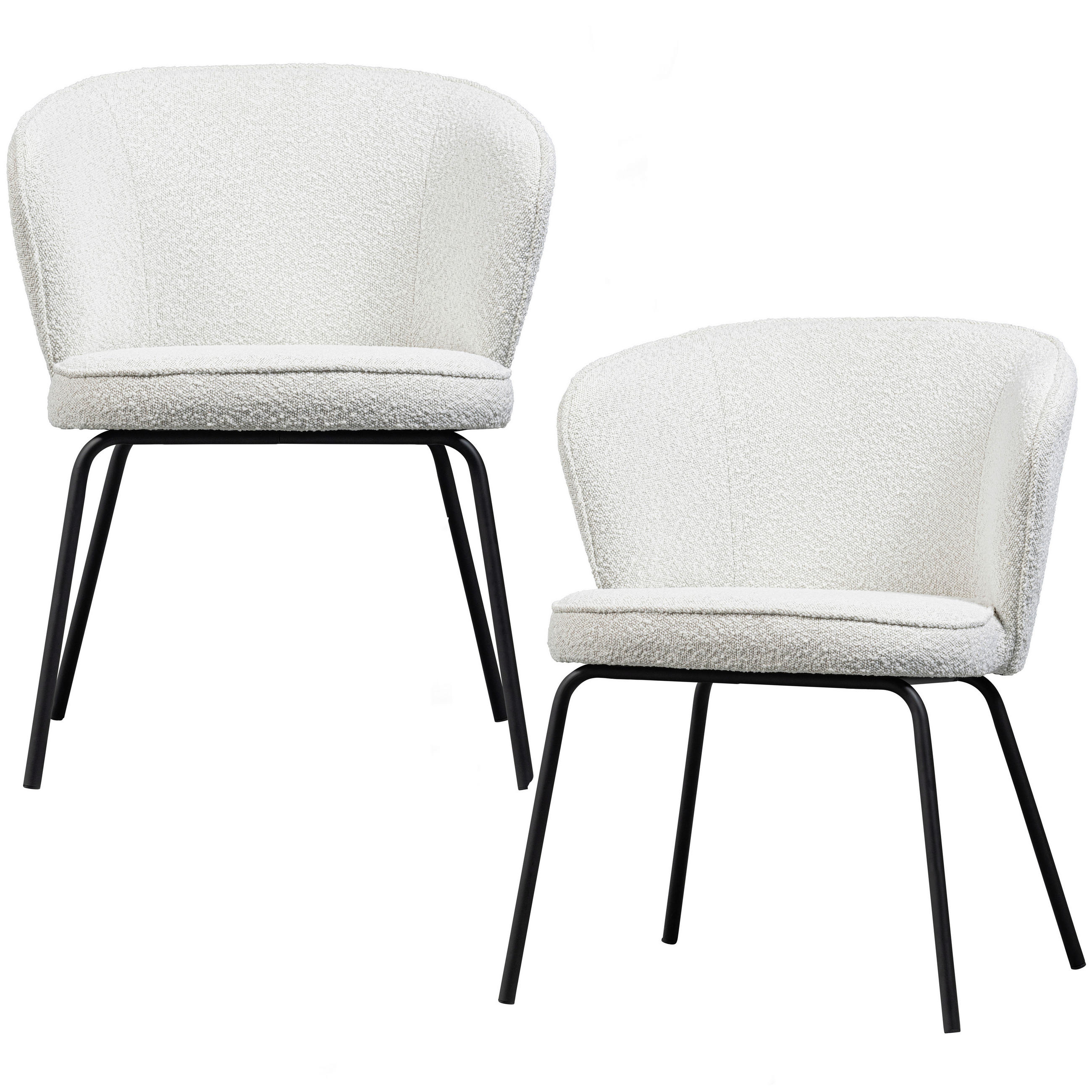 ARMLEHNSTUHL-SET 2 Stück stapelbar, Bezug abnehmbar Bouclé  - Schwarz/Naturfarben, Design, Textil/Metall (60/77/59cm) - Livetastic