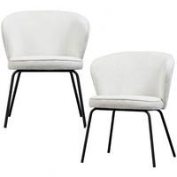 ARMLEHNSTUHL-SET 2 Stück stapelbar, Bezug abnehmbar Bouclé  - Schwarz/Naturfarben, Design, Textil/Metall (60/77/59cm) - Livetastic