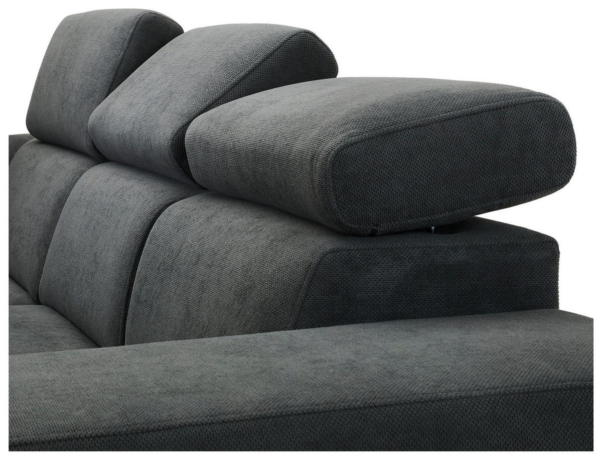 ECKSOFA Dunkelgrau Webstoff  - Dunkelgrau/Schwarz, KONVENTIONELL, Holz/Textil (244/283cm) - Carryhome