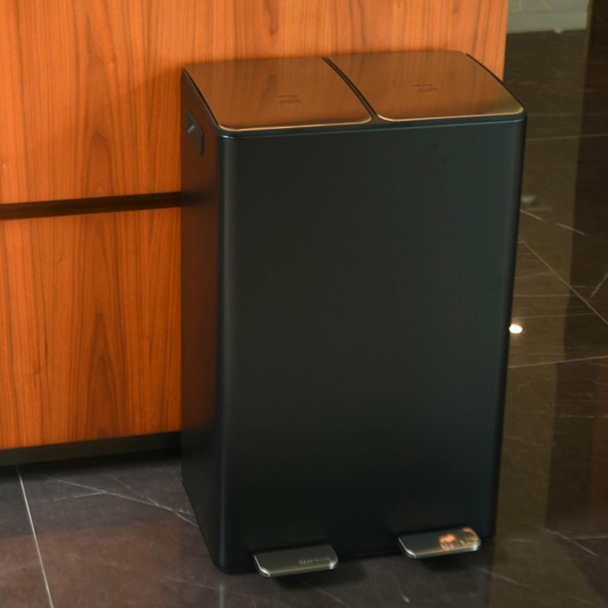 TRETEIMER 60 L  - Dunkelgrau/Schwarz, Basics, Kunststoff/Metall (45/30/71cm) - Spirella