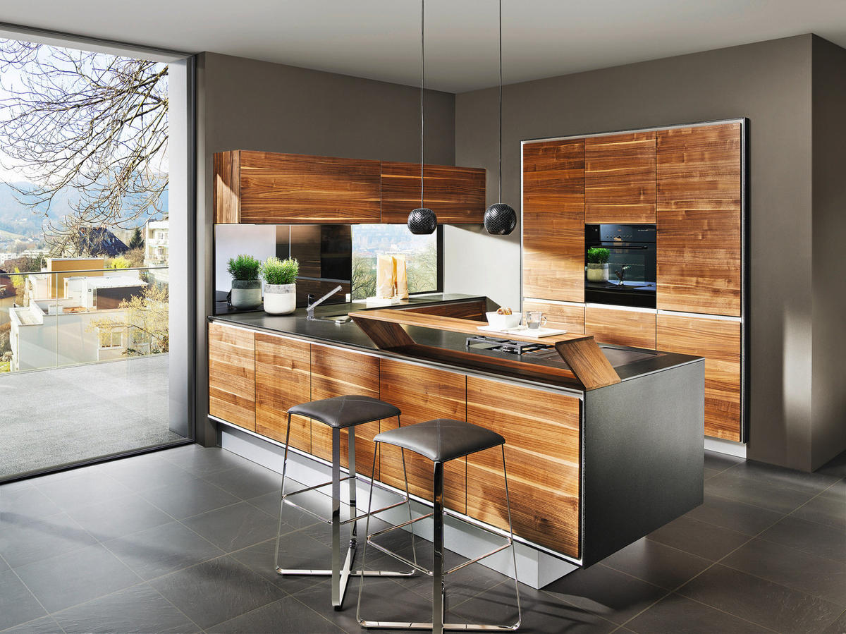 EINBAUKÜCHE VAO  - Nussbaumfarben, Design, Holz - Team 7