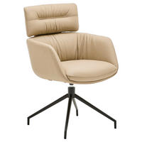 KAROSSZÉK taupe  - fekete/taupe, Design, bőr/fém (62/92/65cm) - Dieter Knoll