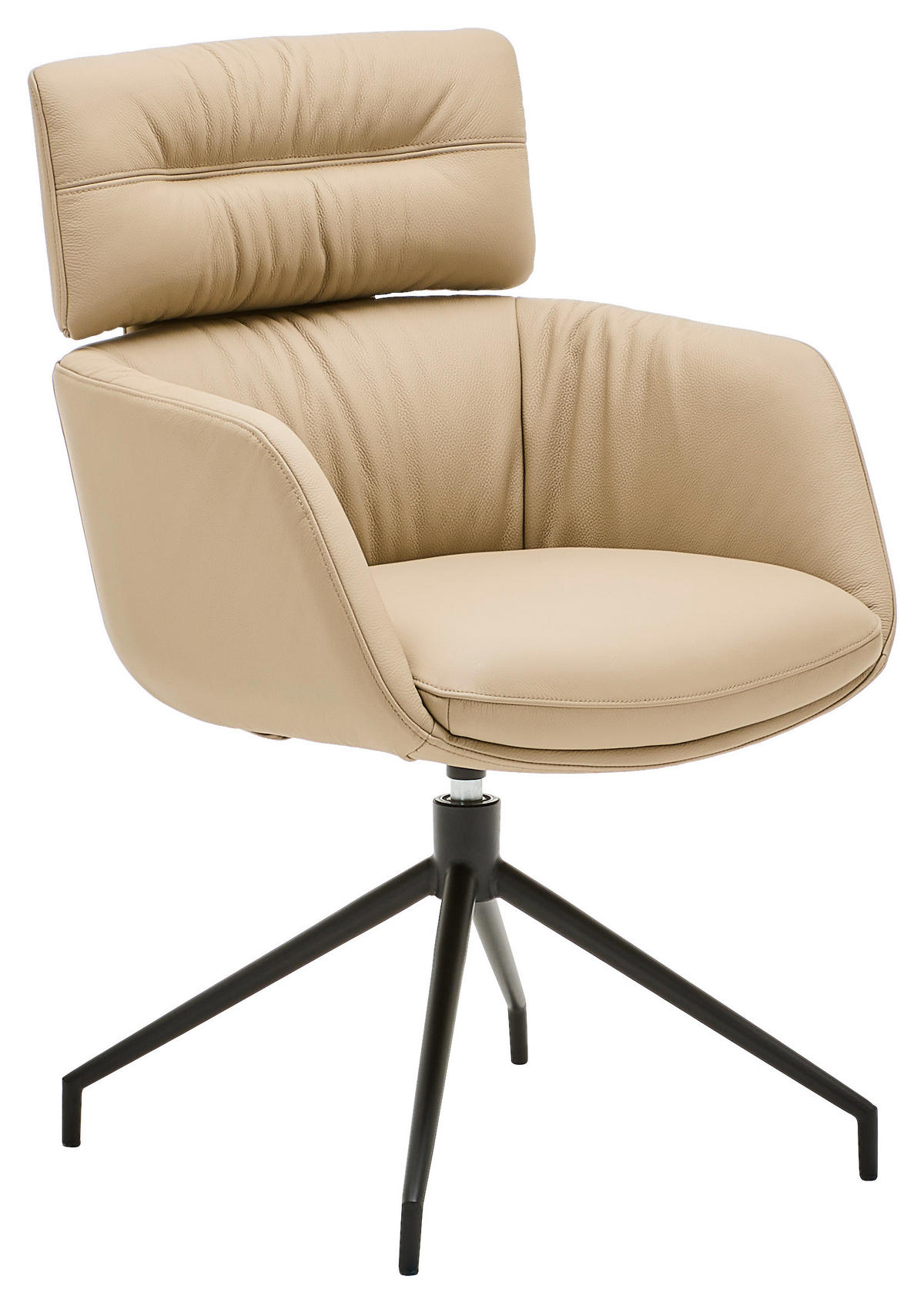 KAROSSZÉK taupe  - fekete/taupe, Design, bőr/fém (62/92/65cm) - Dieter Knoll