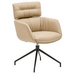 ARMLEHNSTUHL  in Eisen Echtleder pigmentiert  - Taupe/Schwarz, Design, Leder/Metall (62/92/65cm) - Dieter Knoll