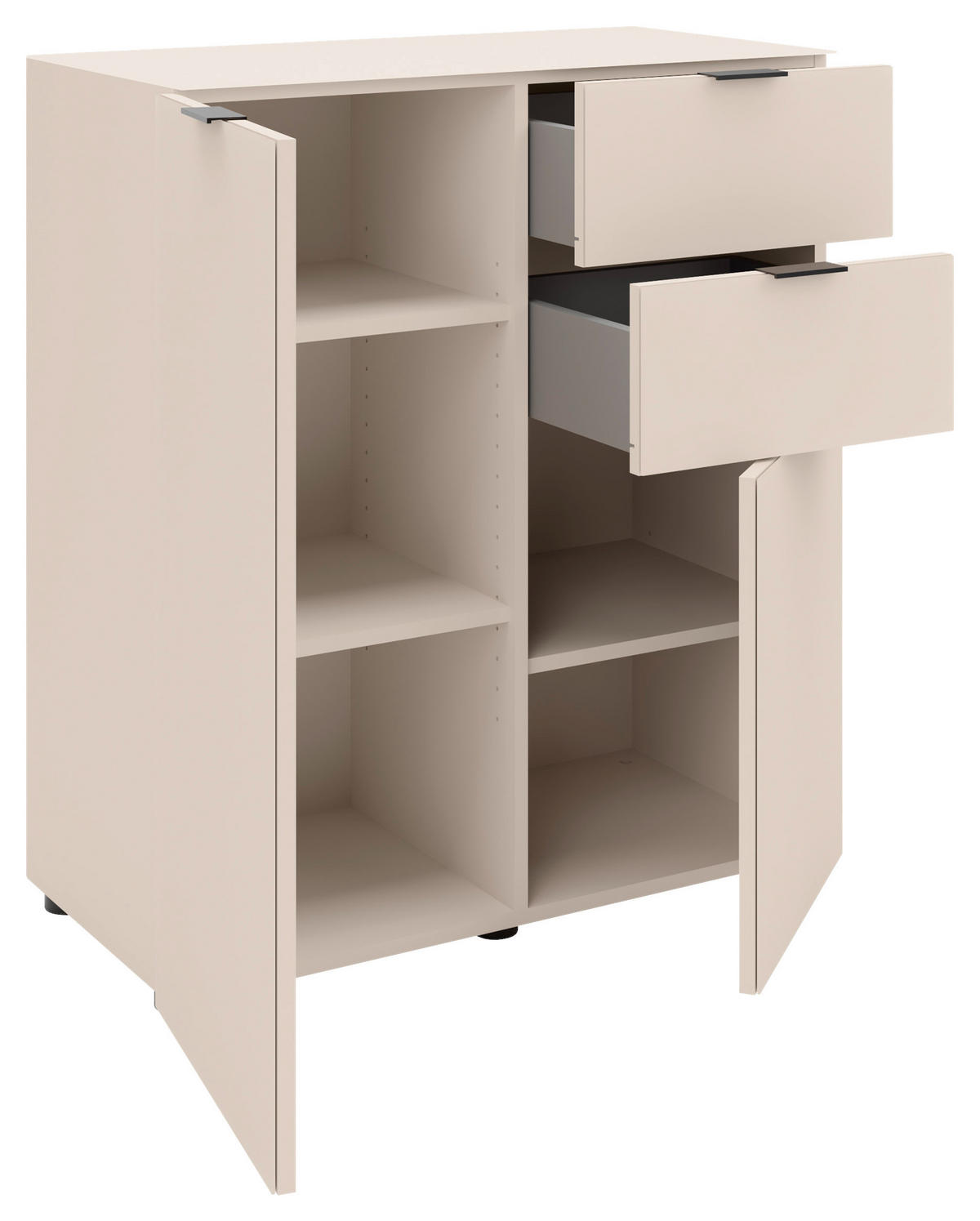 KOMMODE , 80/93/40 cm, 2 Schublade(n)  - Kaschmir/Schwarz, Basics, Glas/Holzwerkstoff (80/93/40cm) - Novel