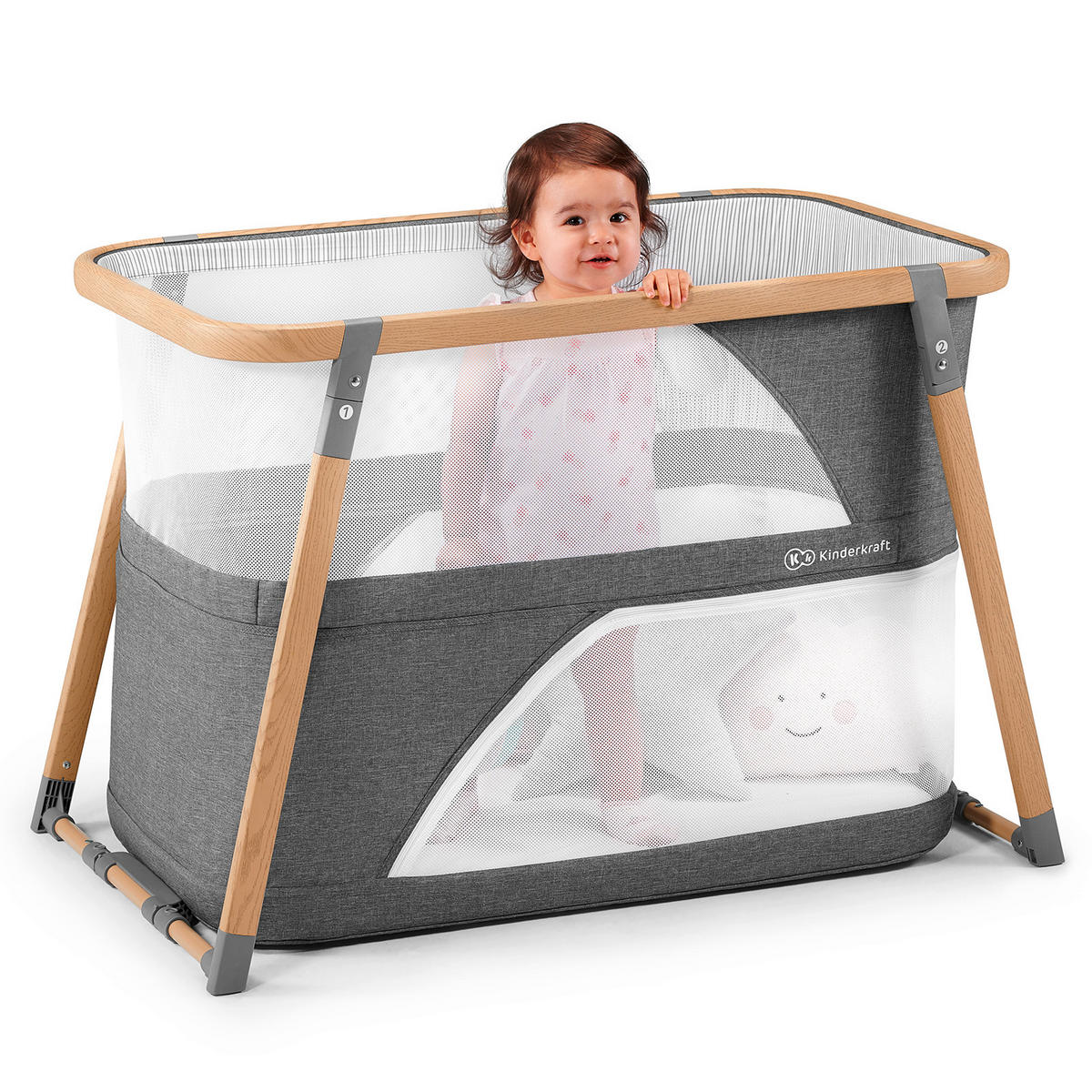 REISEBETT Sofi Grau, Naturfarben, Weiß  - Naturfarben/Weiß, Basics, Kunststoff/Textil (50/90cm) - kinderkraft