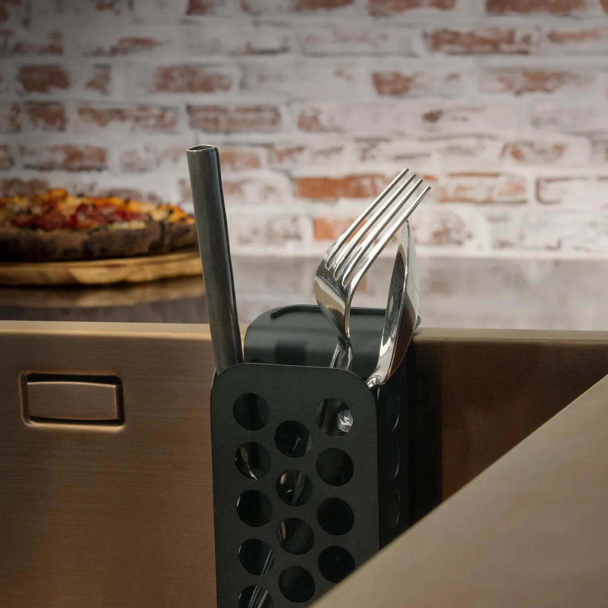 KÜCHENUTENSILIENHALTER   - Schwarz, Basics, Metall (7/12/7cm) - HAPPY SINKS