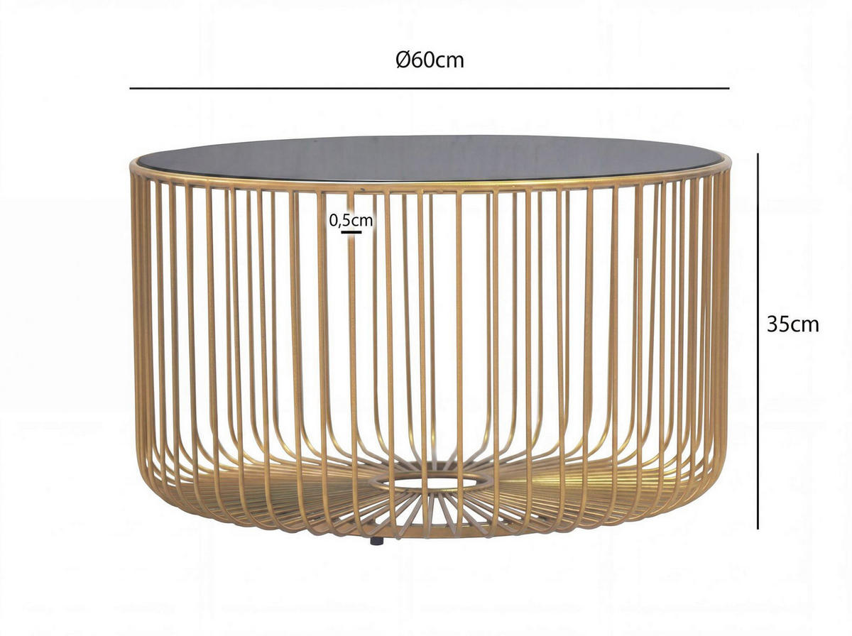 COUCHTISCH in Metall 60/60/35 cm  - Goldfarben, Design, Glas/Metall (60/60/35cm) - MID.YOU