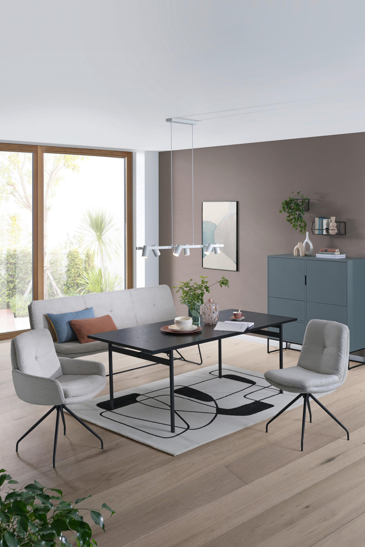 ESSTISCH in Metall, Holzwerkstoff   - Schwarz, KONVENTIONELL, Holzwerkstoff/Metall (200/74/90cm) - Lomoco