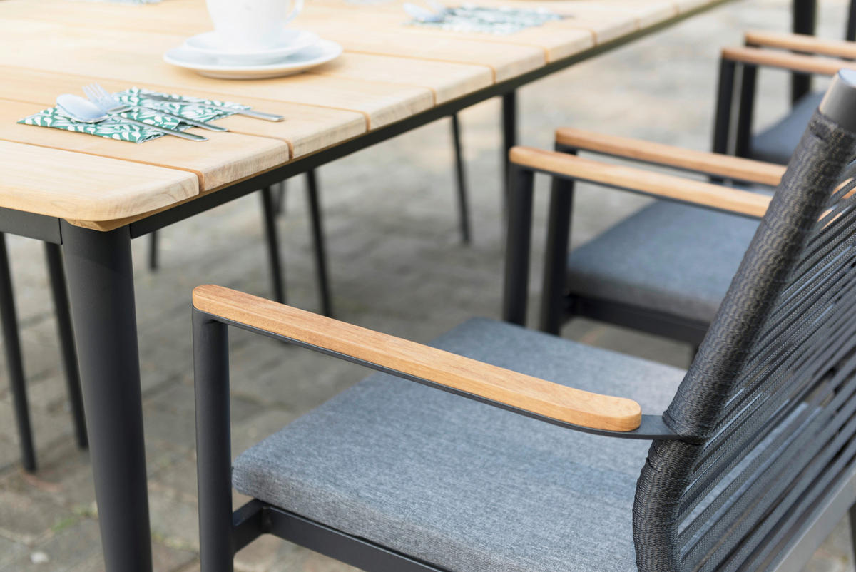 STAPELSESSEL Holz, Metall, Textil Anthrazit  - Anthrazit/Teakfarben, Modern, Holz/Textil (58/90/58cm) - Zebra 