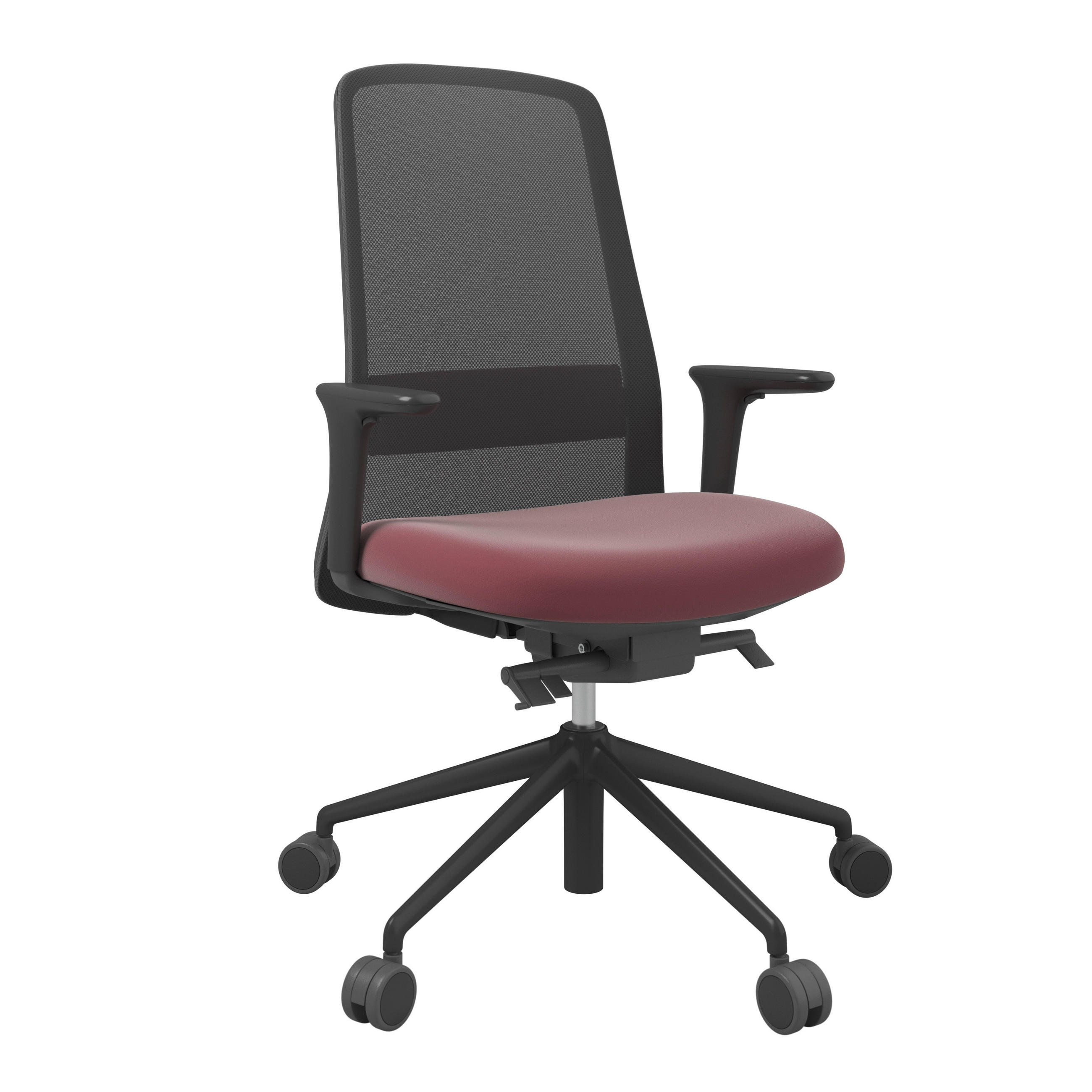 DREHSTUHL Lederlook Schwarz, Dunkelrot  - Schwarz/Dunkelrot, MODERN, Kunststoff/Textil (70/103-115/70cm)