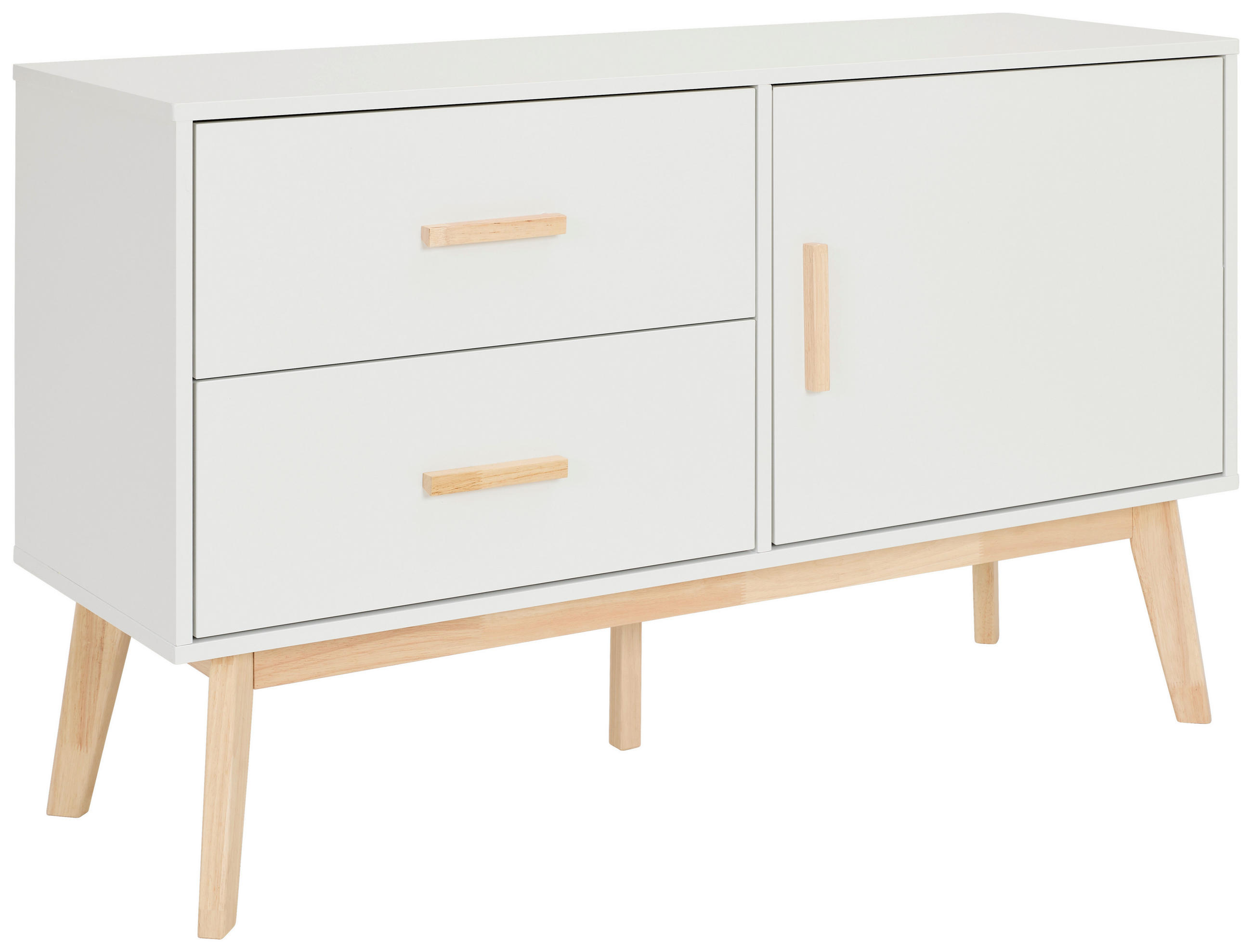 MID.YOU ŠIROKÁ KOMODA, kaučukové dřevo, přírodní barvy, bílá,