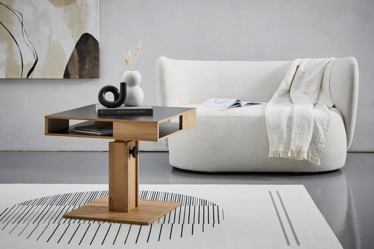 COUCHTISCH in Holzwerkstoff  - Wildeiche/Schwarz, Basics, Holzwerkstoff (65/52-77/65cm) - P & B