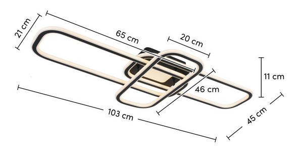 LED-DECKENLEUCHTE 103/46/11 cm   - Schwarz/Weiß, Design, Kunststoff/Metall (103/46/11cm) - Novel