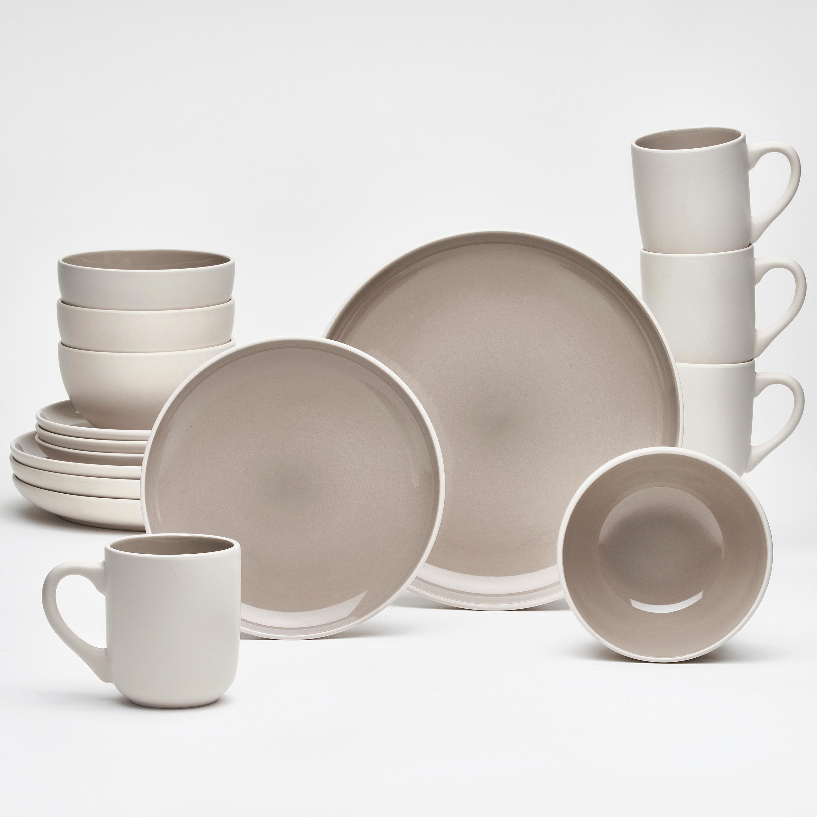 KOMBISERVICE Taupe London 16-teilig 4 Personen  - Taupe, Basics, Keramik - Van Well