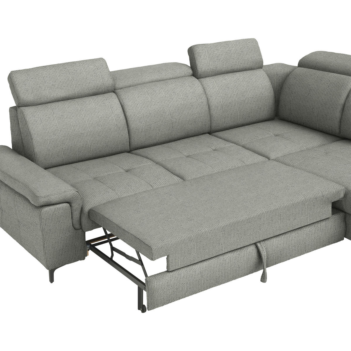 ECKSOFA Struktur Graubraun  - Graubraun/Schwarz, Design, Textil/Metall (292/270cm) - Stylife