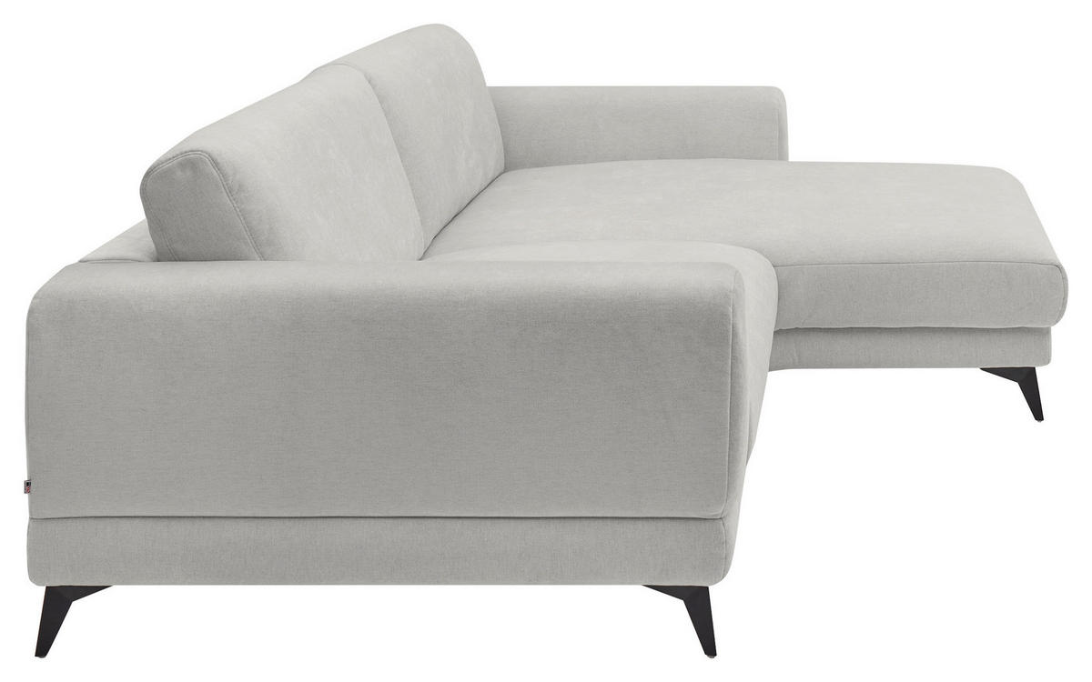 ECKSOFA Hellgrau Chenille  - Hellgrau/Schwarz, KONVENTIONELL, Textil/Metall (292/194cm) - SetOne by Musterring