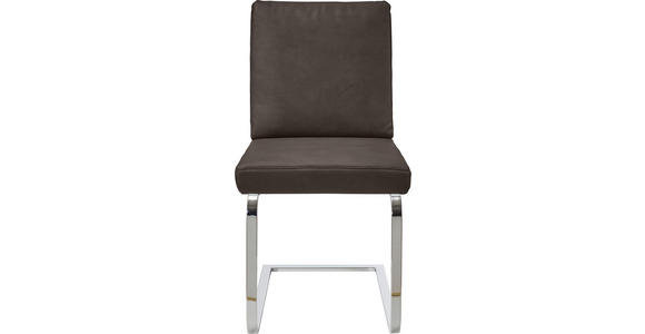 SCHWINGSTUHL in Stahl Mikrofaser - Chromfarben/Graubraun, Design, Textil/Metall (46/92/60cm) - Dieter Knoll