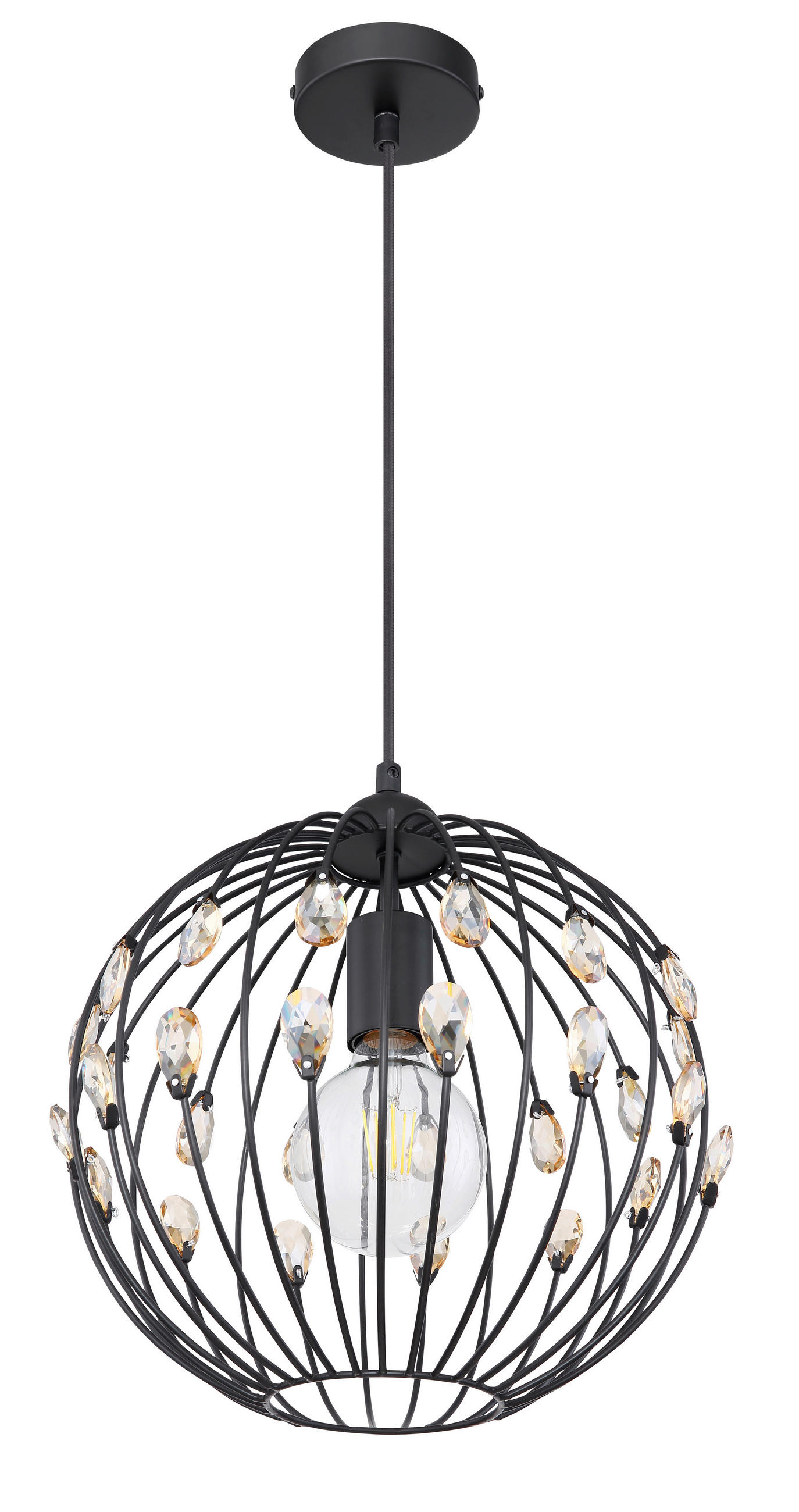 ZÁVĚSNÉ SVÍTIDLO, 30/120 cm  - černá, Basics, kov/sklo (30/120cm) - Globo