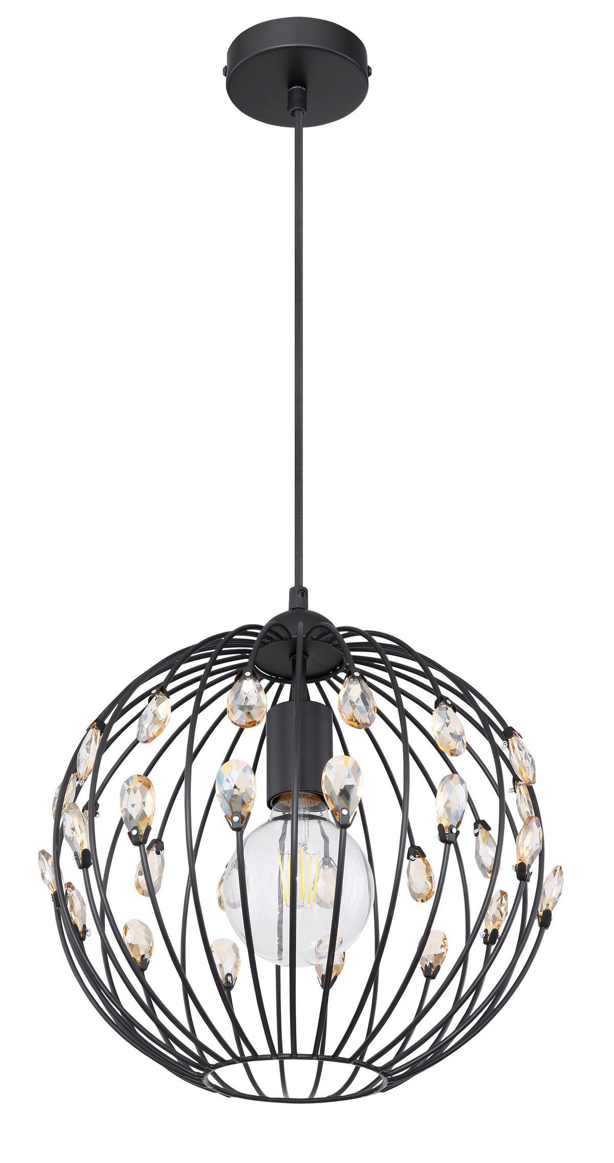 ZÁVESNÉ SVIETIDLO, 30/120 cm  - čierna, Basics, kov/sklo (30/120cm) - Globo