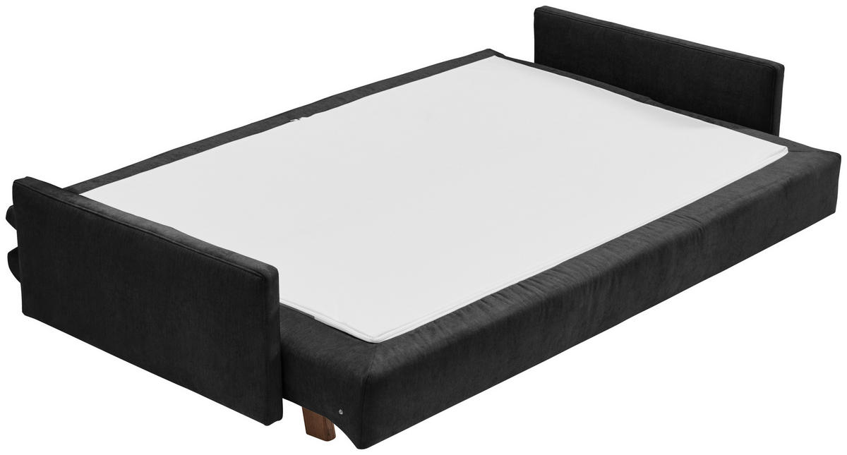 SCHLAFSOFA Flachgewebe Schwarz  - Eichefarben/Schwarz, KONVENTIONELL, Holz/Textil (220/85/98cm) - Carryhome