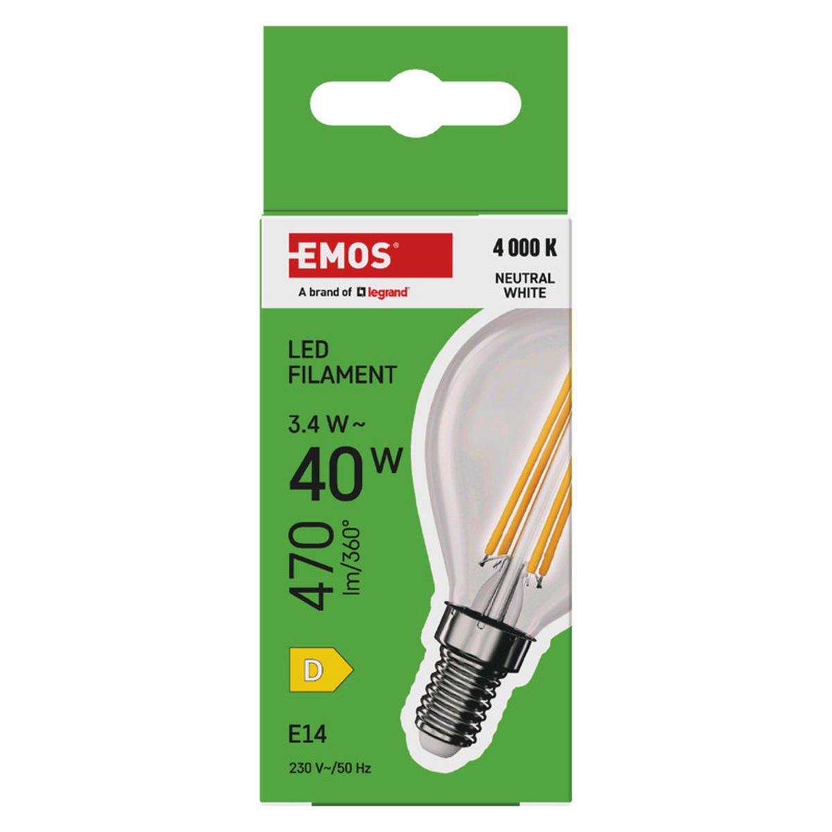 FILAMENTOVÁ LED ŽÁROVKA E14 - Basics, plast (4.5/4.5/8cm)