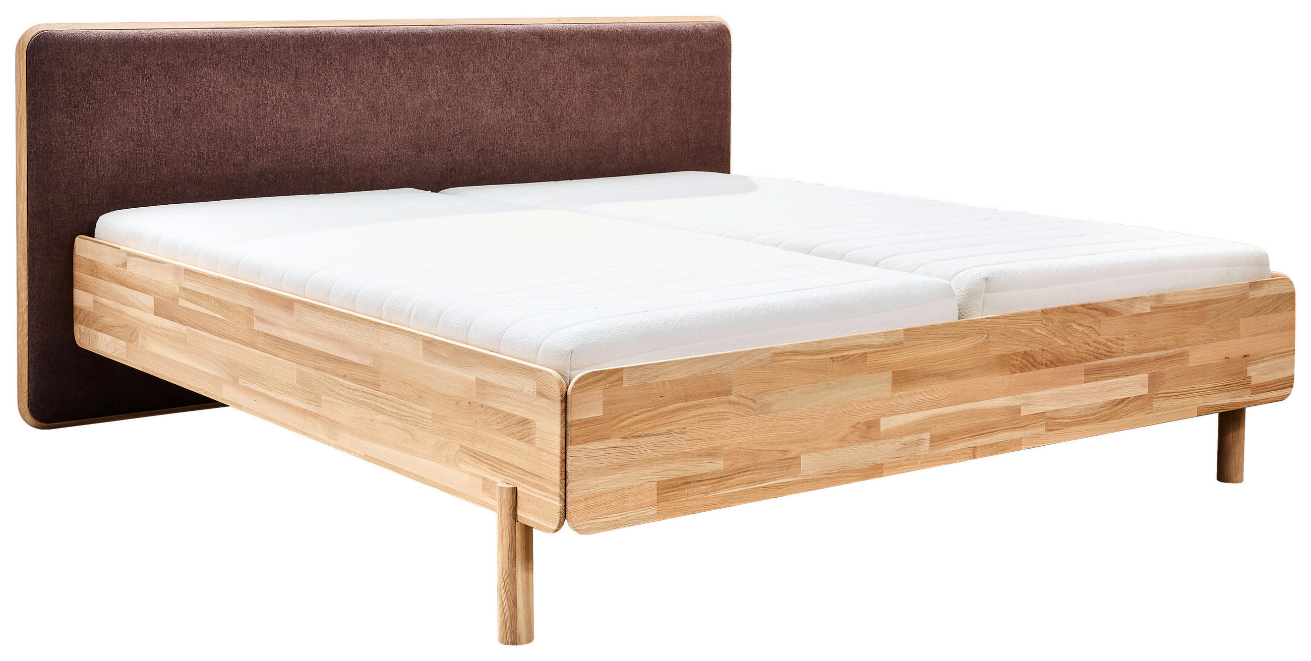 BETT 180/200 cm,  in Hellbraun, Wildeiche,  - Hellbraun/Wildeiche, Natur, Holz/Textil (180/200cm) - Linea Natura