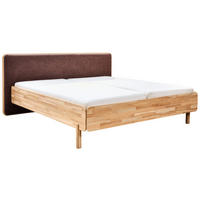 BETT 180/200 cm,  in Hellbraun, Wildeiche,  - Hellbraun/Wildeiche, Natur, Holz/Textil (180/200cm) - Linea Natura