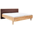 BETT 180/200 cm,  in Hellbraun, Wildeiche,  - Hellbraun/Wildeiche, Natur, Holz/Textil (180/200cm) - Linea Natura