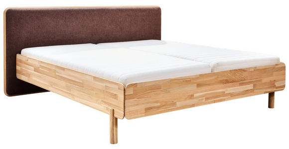 BETT 180/200 cm,  in Hellbraun, Wildeiche,  - Hellbraun/Wildeiche, Natur, Holz/Textil (180/200cm) - Linea Natura
