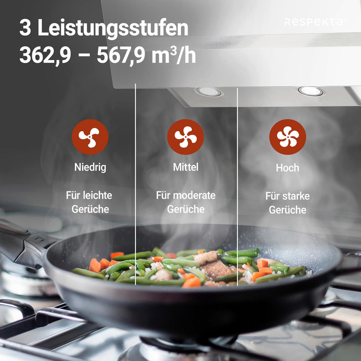 DUNSTABZUGSHAUBE CH24060WAM  - Weiß, Trend, Glas/Metall (59,5/74,2-109,2/38,5cm) - Respekta