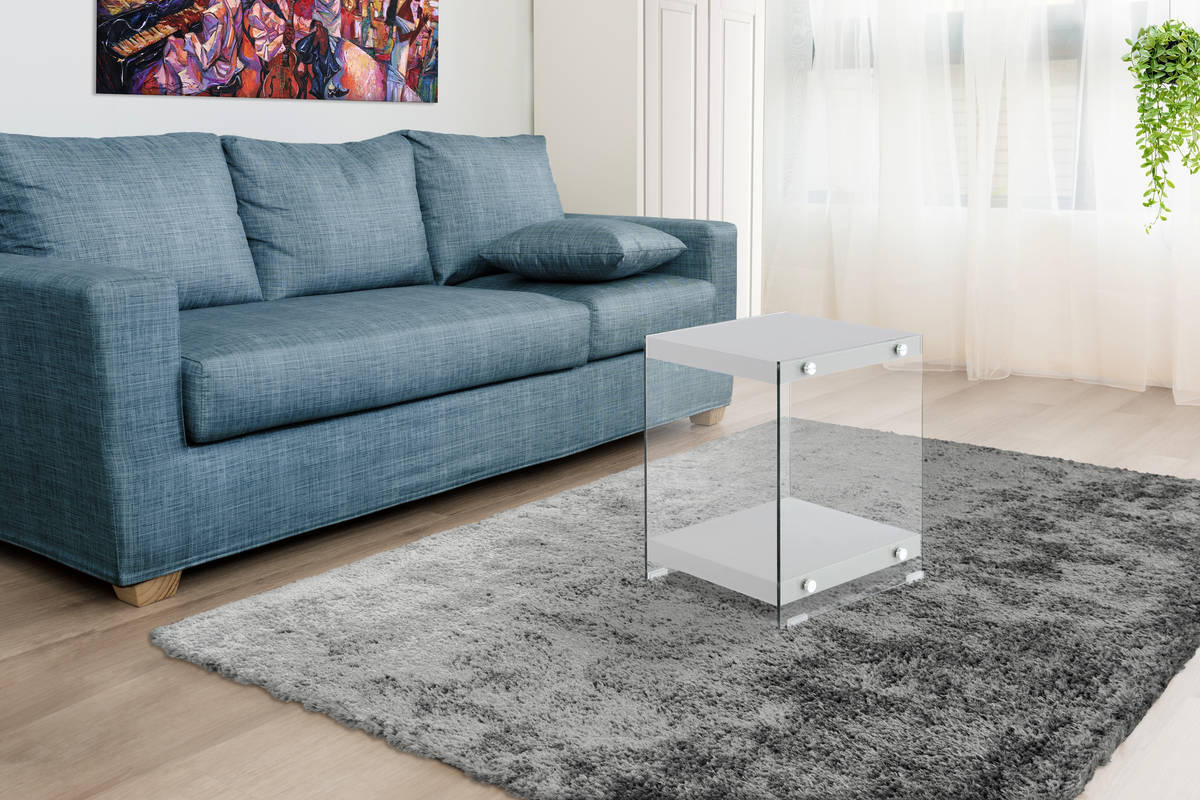 BEISTELLTISCH in Glas, Holzwerkstoff 35/35/45 cm  - Klar/Grau, Basics, Glas/Holzwerkstoff (35/35/45cm) - Kayoom