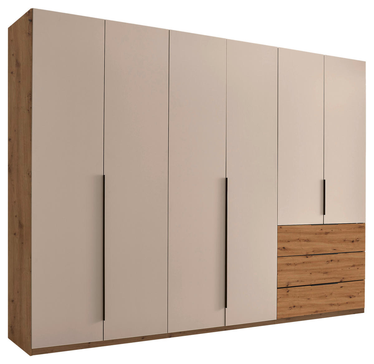 DREHTÜRENSCHRANK 300/225,5/60 cm,  in Kaschmir, Eiche Artisan, 6-türig  - Kaschmir/Schwarz, MODERN, Holzwerkstoff/Kunststoff (300/225,5/60cm) - MID.YOU