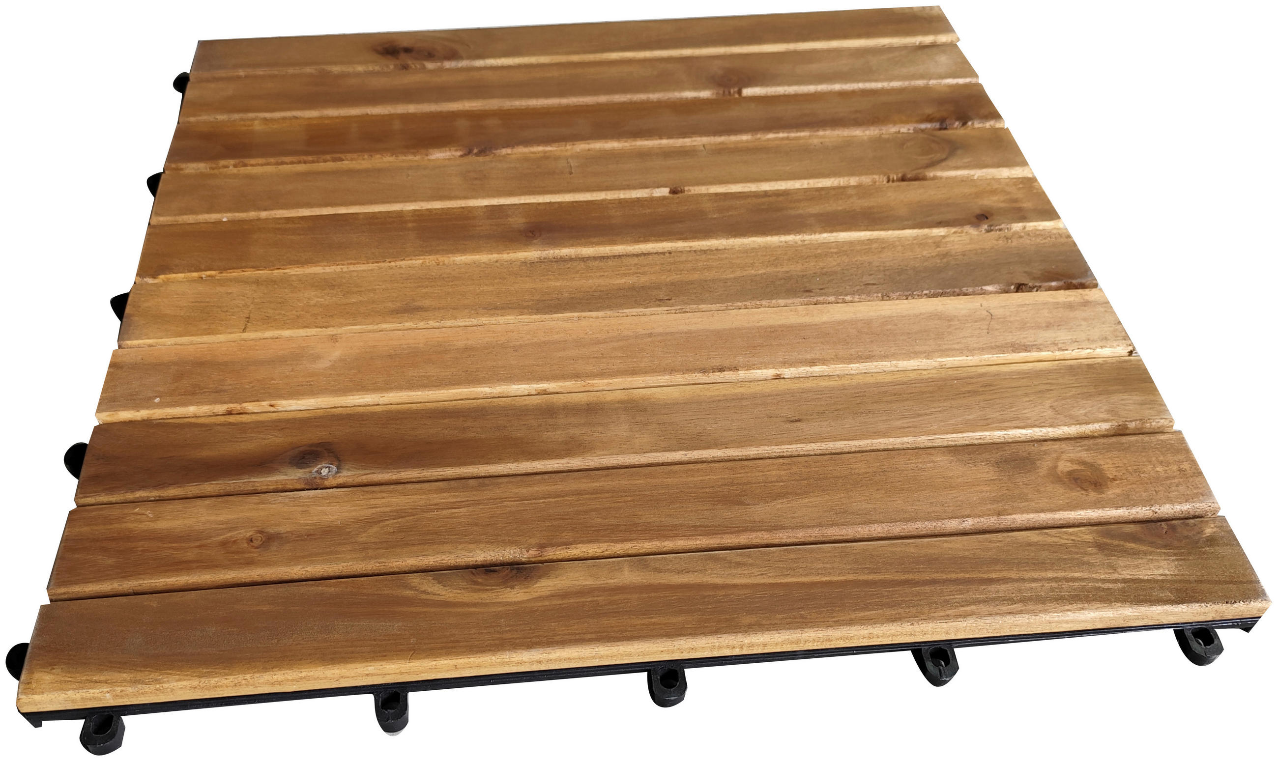TERRASSENFLIESE Schwarz, Akaziefarben  - Schwarz/Akaziefarben, Basics, Holz/Kunststoff (50/50/2,4cm) - Ambia Garden