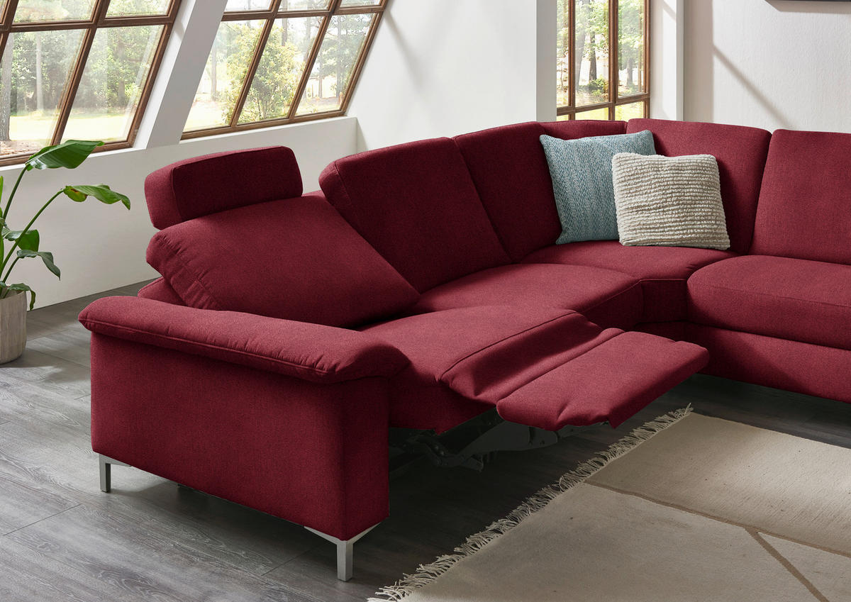 WOHNLANDSCHAFT in Chenille Rot  - Rot/Alufarben, Design, Textil/Metall (265/333/170cm) - Dieter Knoll