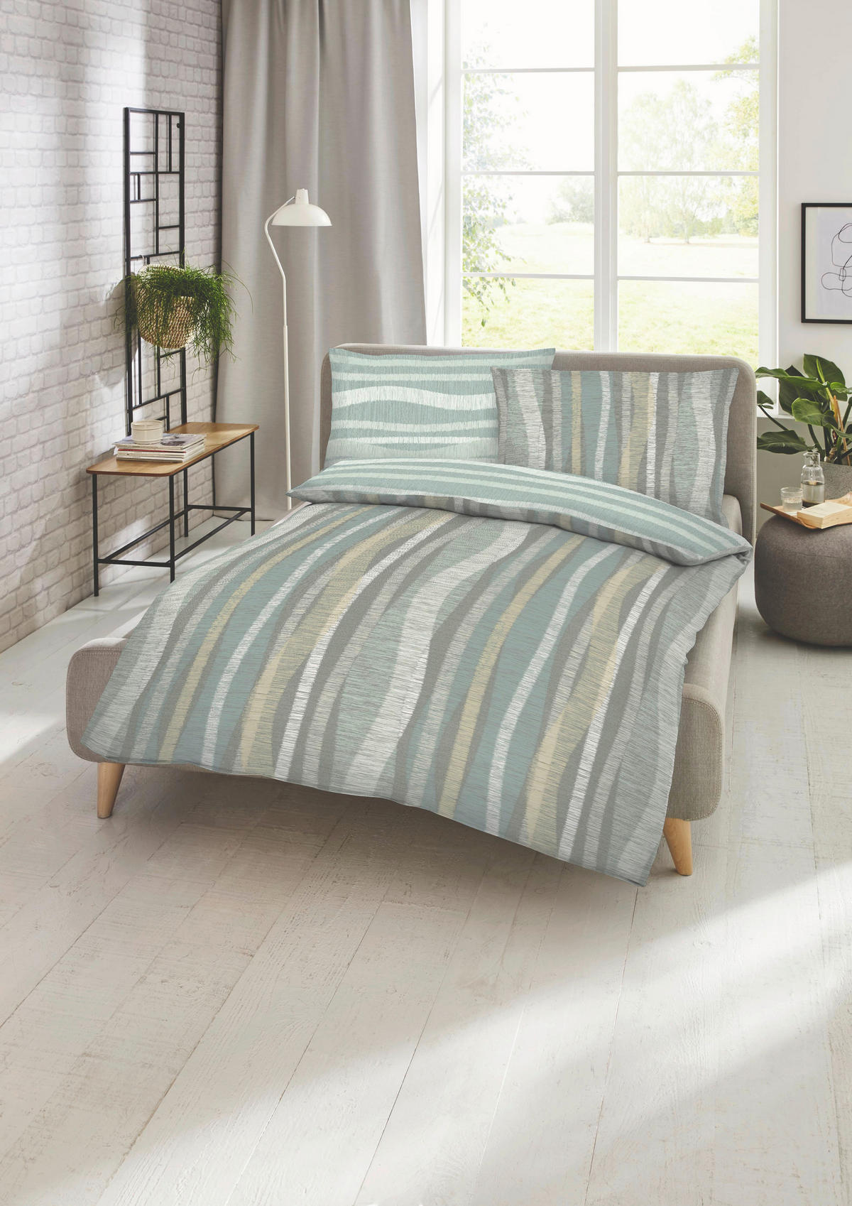 BETTWÄSCHE Curvy Makosatin 140/200 cm  - Khaki, Design, Textil (140/200cm) - Kaeppel