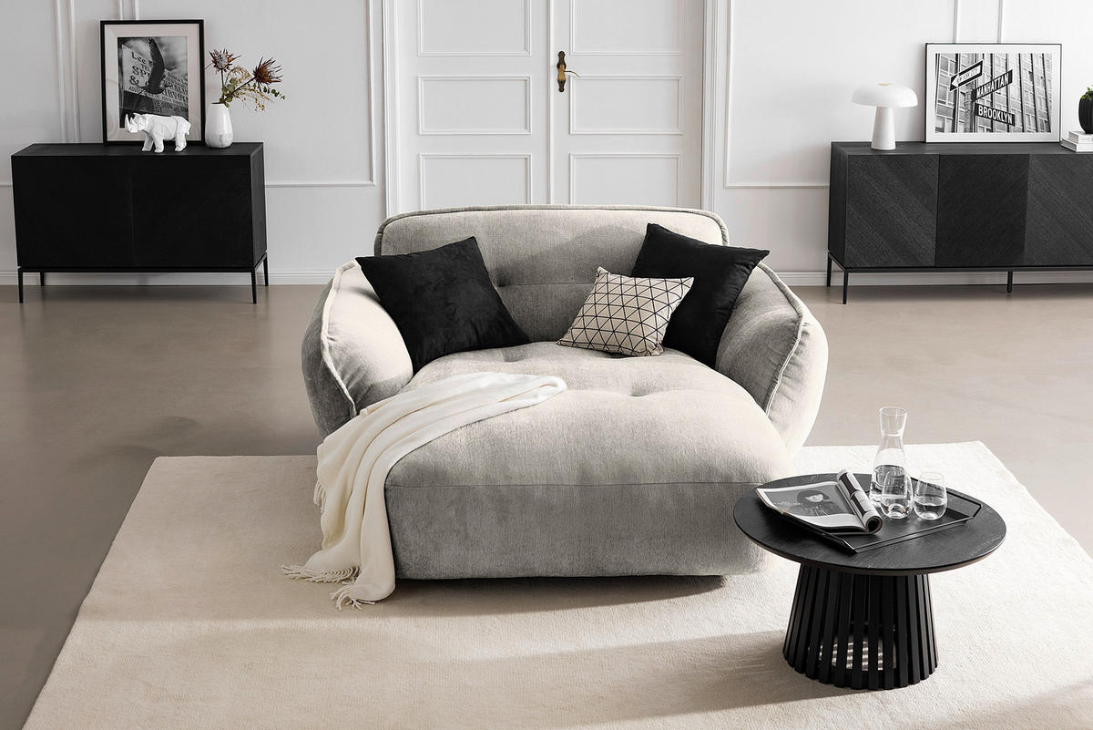 XXL-SESSEL in Chenille Silberfarben  - Silberfarben/Schwarz, Modern, Kunststoff/Textil (182/87/184cm) - Trendmanufaktur