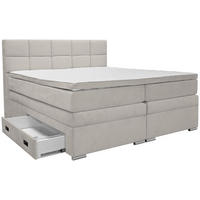 BOXSPRINGBETT 180/200 cm,  in Grau, Topper, Matratzen, Bettschubladen, H3 + H3 = fest  - Alufarben/Grau, KONVENTIONELL, Kunststoff/Textil (180/200cm) - Carryhome