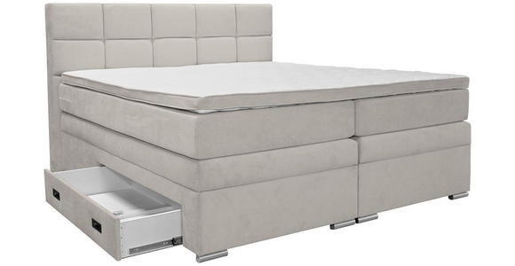 BOXSPRINGBETT 180/200 cm,  in Grau, Topper, Matratzen, Bettschubladen, H3 + H3 = fest  - Alufarben/Grau, KONVENTIONELL, Kunststoff/Textil (180/200cm) - Carryhome